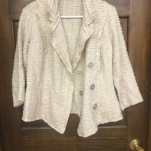 CAbi Oatmeal chenille textured blazer